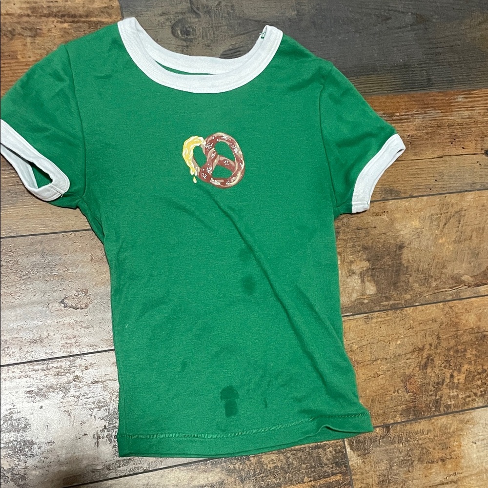 Urban Outfitters Green Tee with Pretzel Design